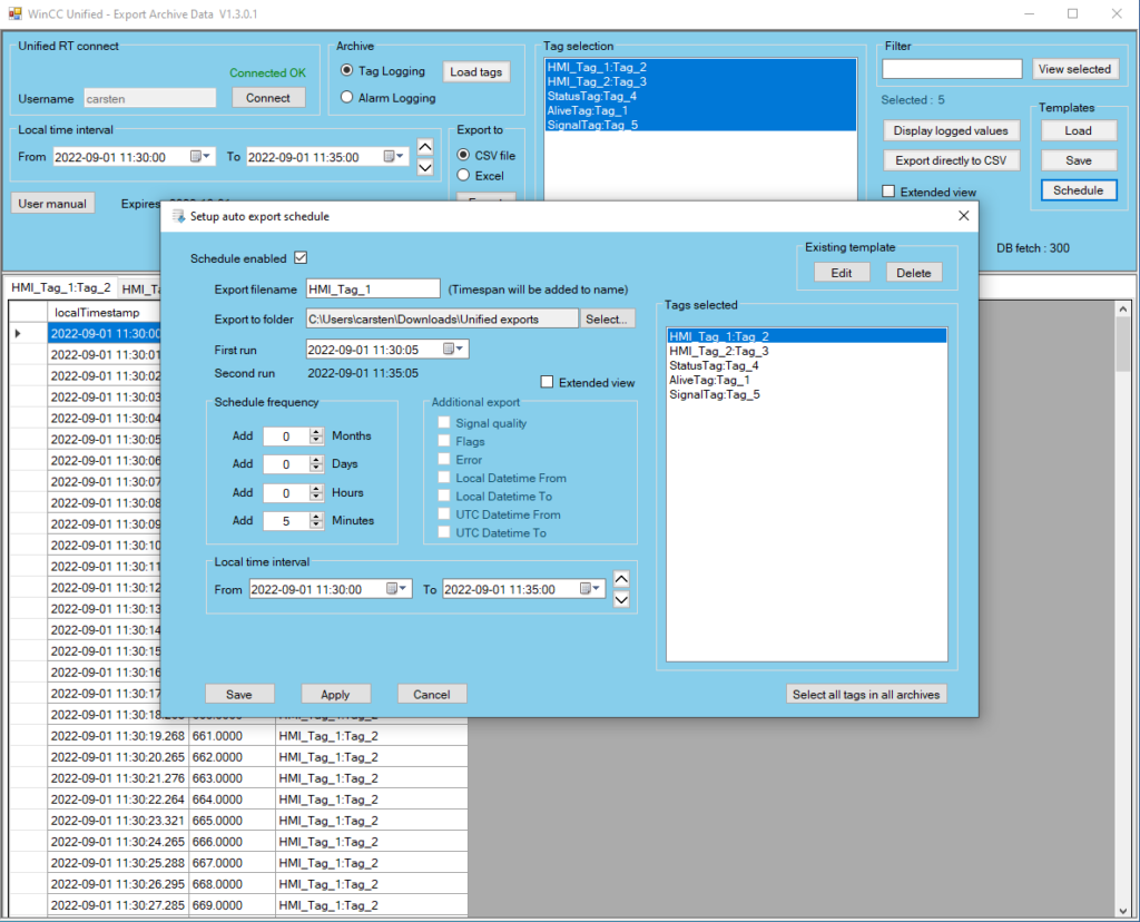 Export Archive Data - Setup a timescheduled export job